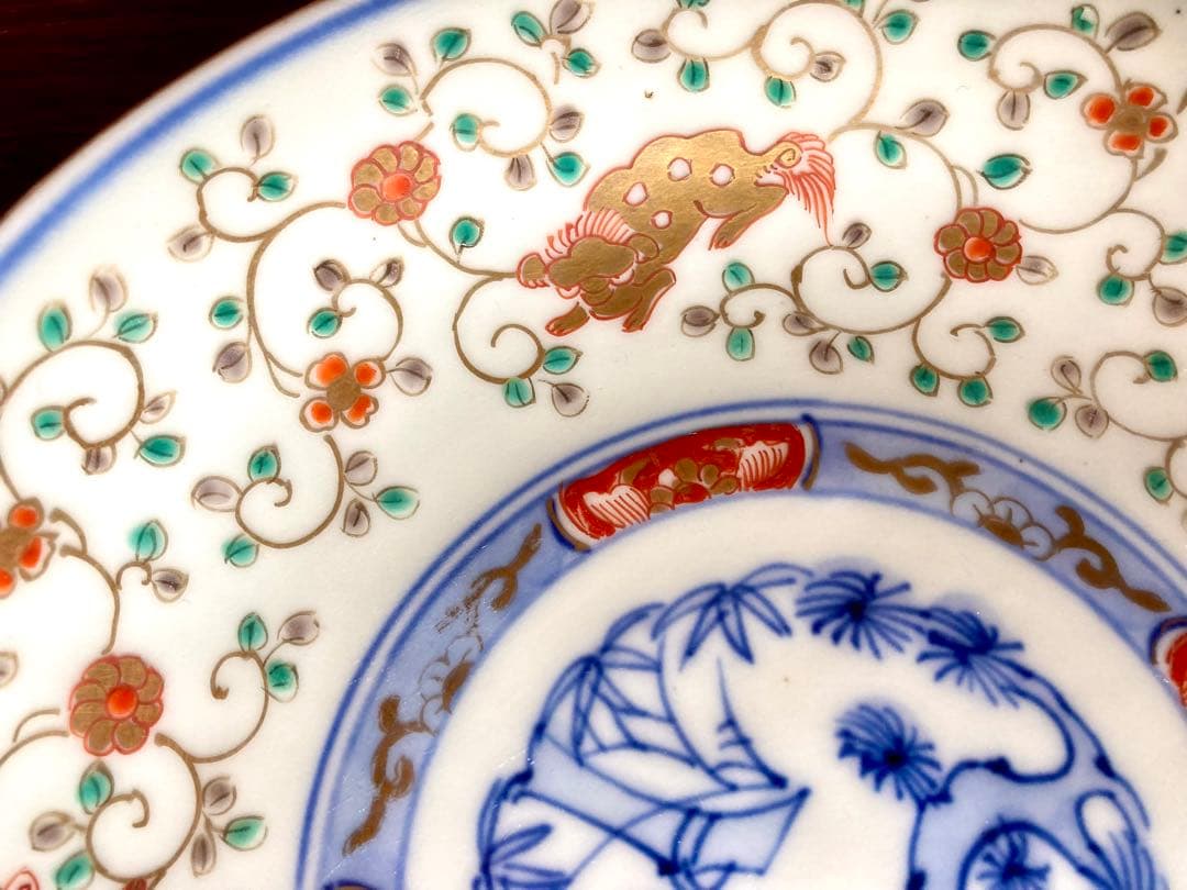 a 古伊万里　色絵　金彩　皿　21.5cm 骨董　アンティーク