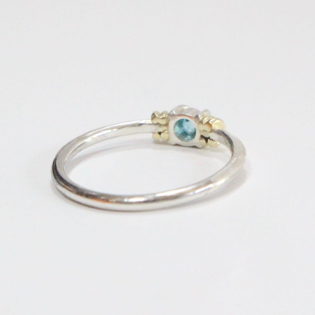 ギラギララタナキリーブルージルコンK10ダブルワッカミル打ちシルバーリング10号