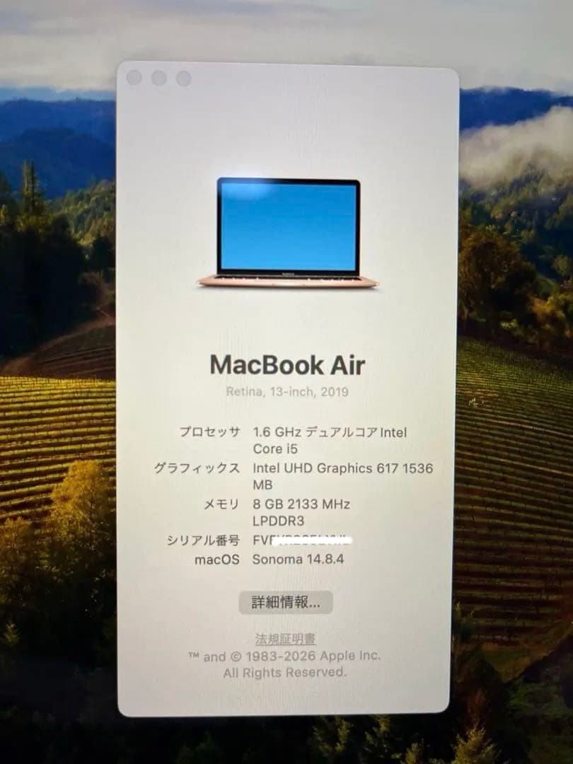 美品 MacBook Air 2019 Retina 13インチ 箱 充電器付き