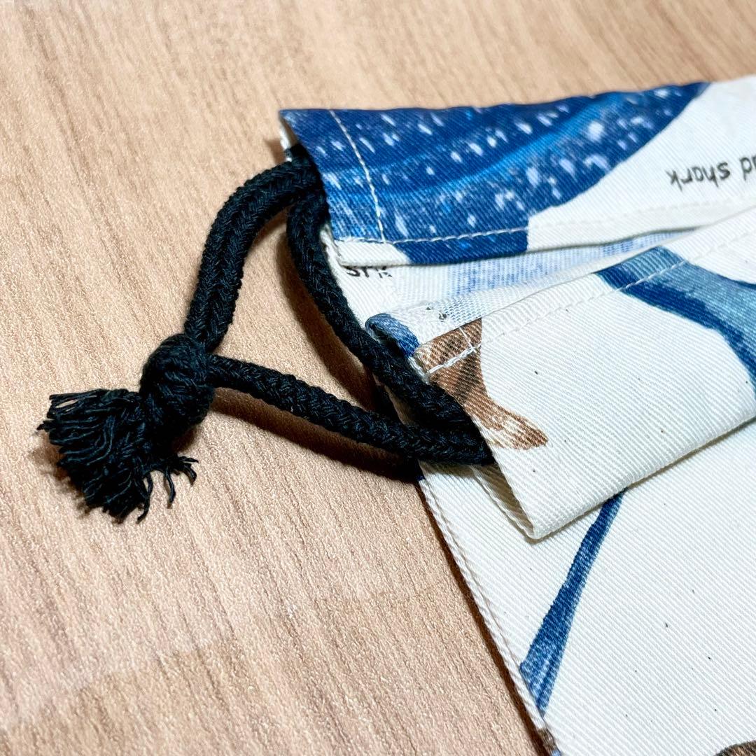 サメ図鑑(生成り)×黒　入園入学グッズ5点セット/裏地キルティング