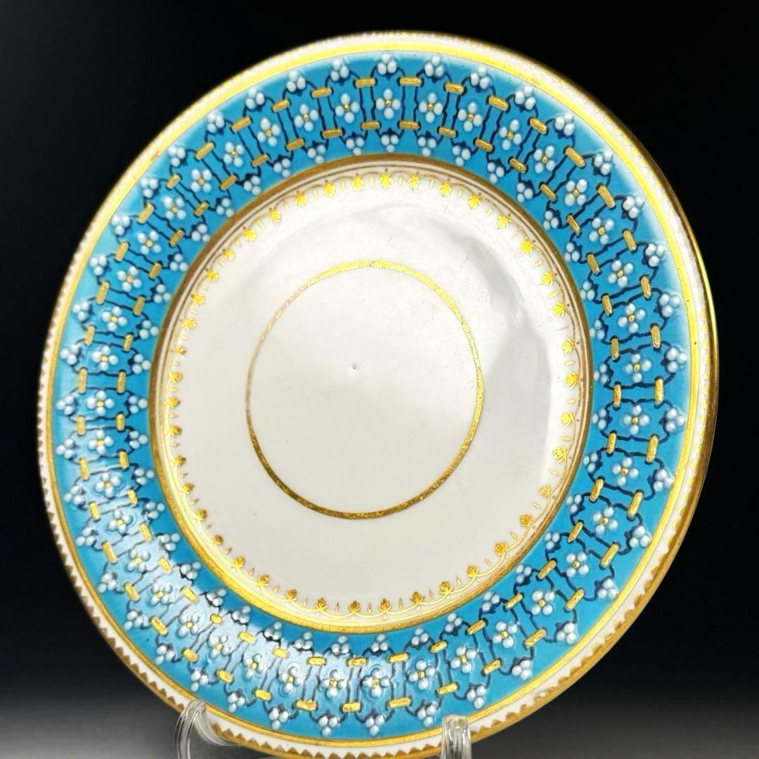 19世紀■光に満ちるターコイズと贅沢な金彩 コープランド ジュエル装飾 トリオ