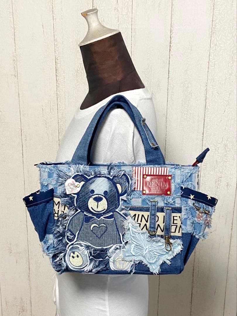 デニムリメイクバックS フリンジクマ