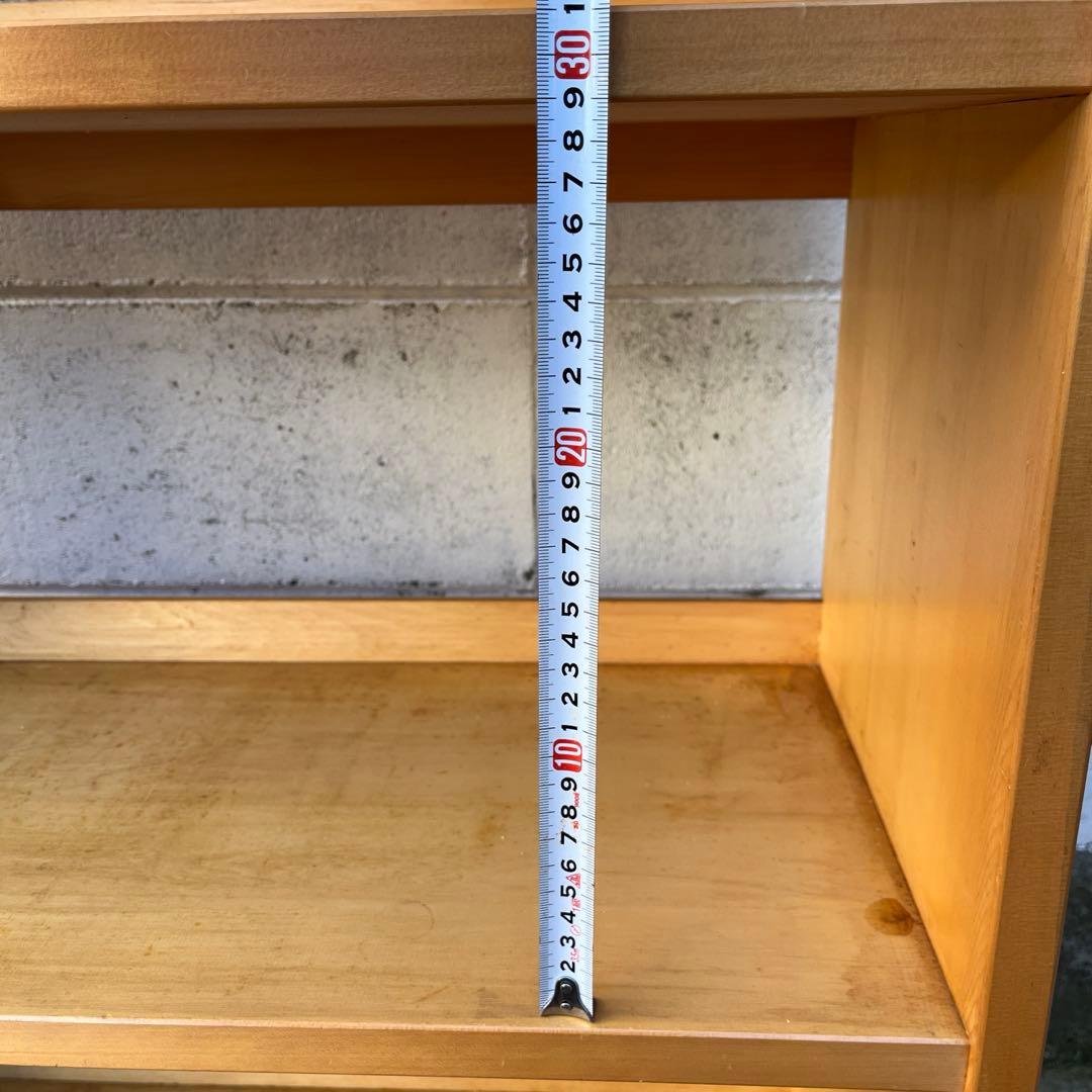 古家具ビンテージ品◾️木製無垢材 三段 ブックシェルフ 本棚 オープンラック