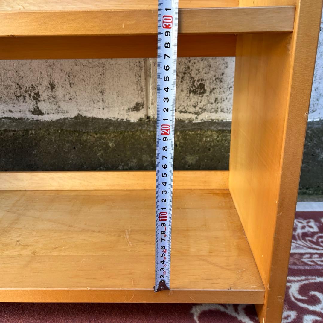 古家具ビンテージ品◾️木製無垢材 三段 ブックシェルフ 本棚 オープンラック