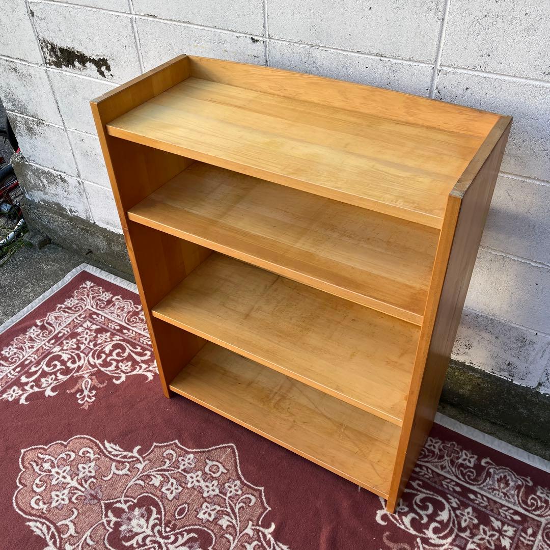 古家具ビンテージ品◾️木製無垢材 三段 ブックシェルフ 本棚 オープンラック