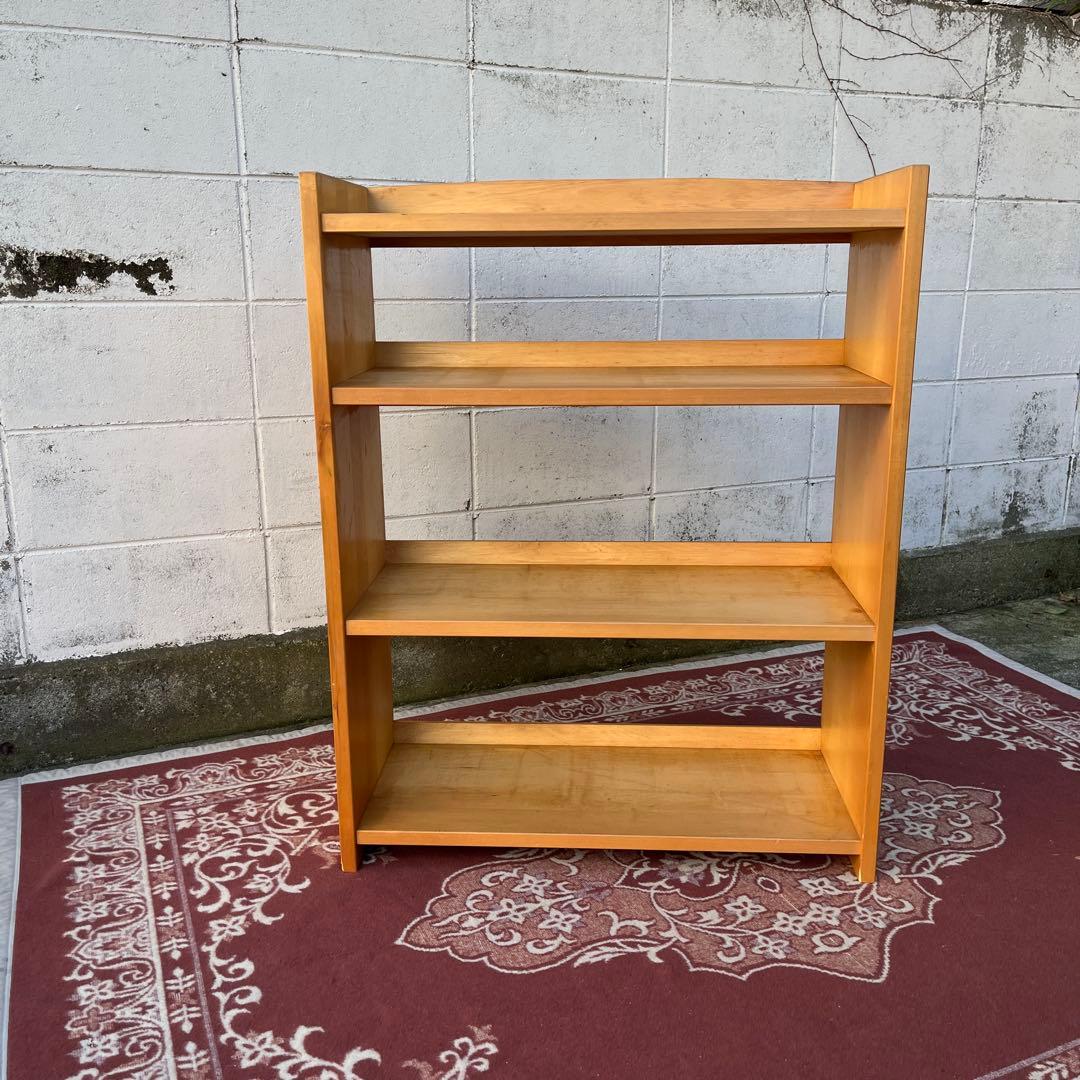 古家具ビンテージ品◾️木製無垢材 三段 ブックシェルフ 本棚 オープンラック