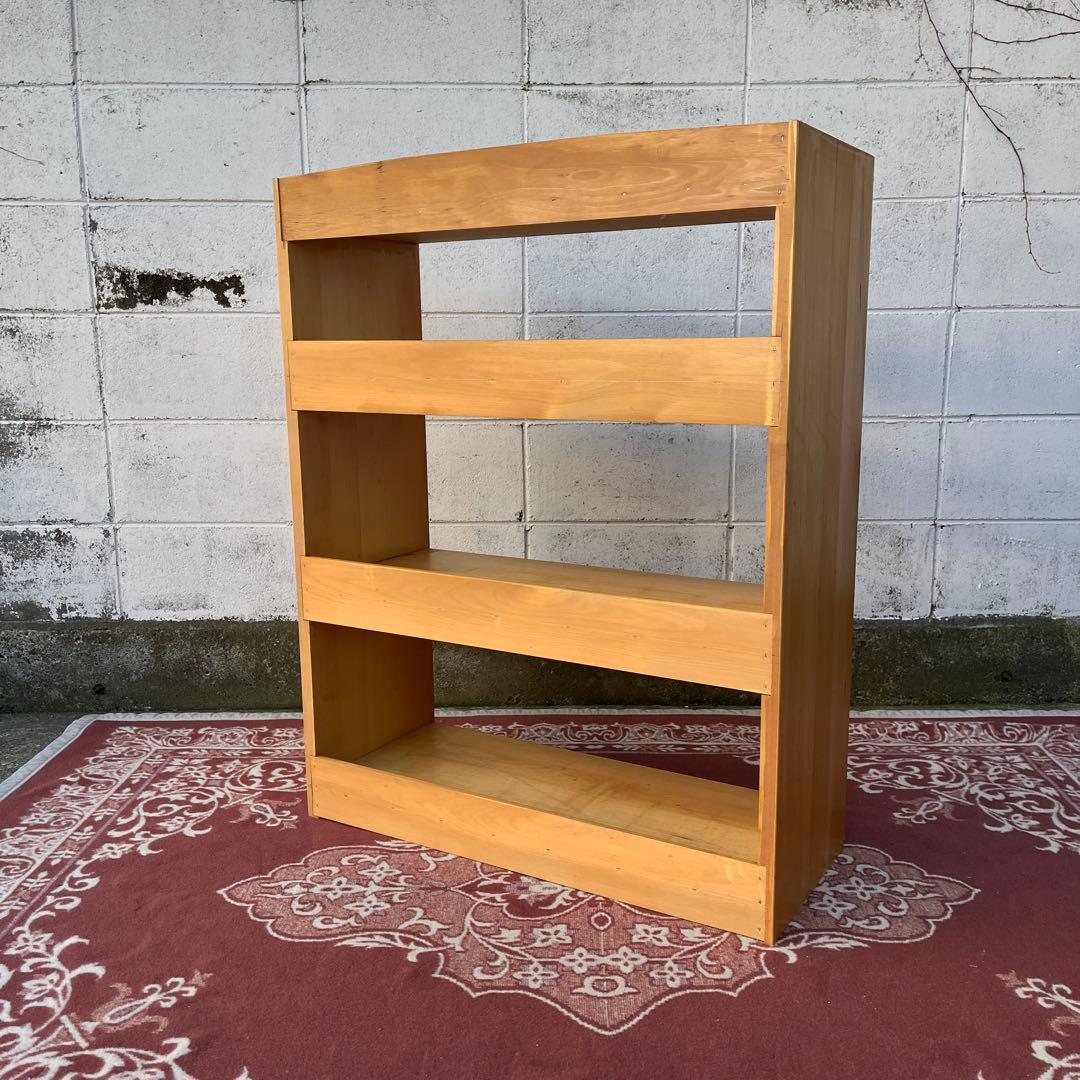 古家具ビンテージ品◾️木製無垢材 三段 ブックシェルフ 本棚 オープンラック