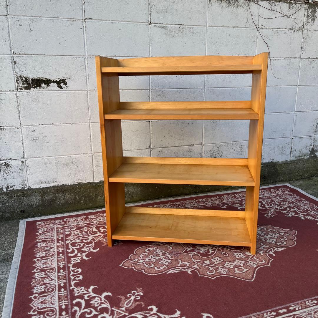 古家具ビンテージ品◾️木製無垢材 三段 ブックシェルフ 本棚 オープンラック