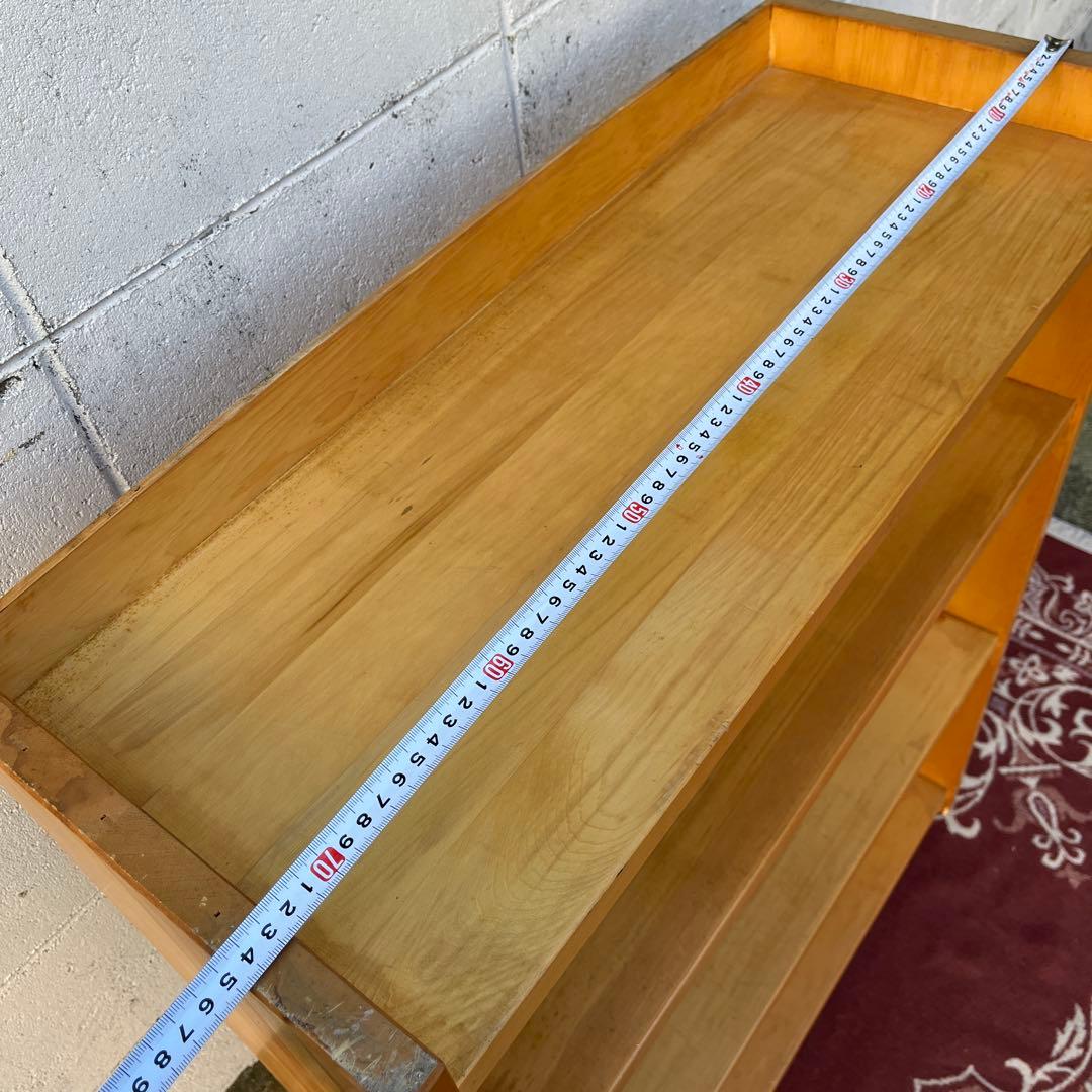 古家具ビンテージ品◾️木製無垢材 三段 ブックシェルフ 本棚 オープンラック