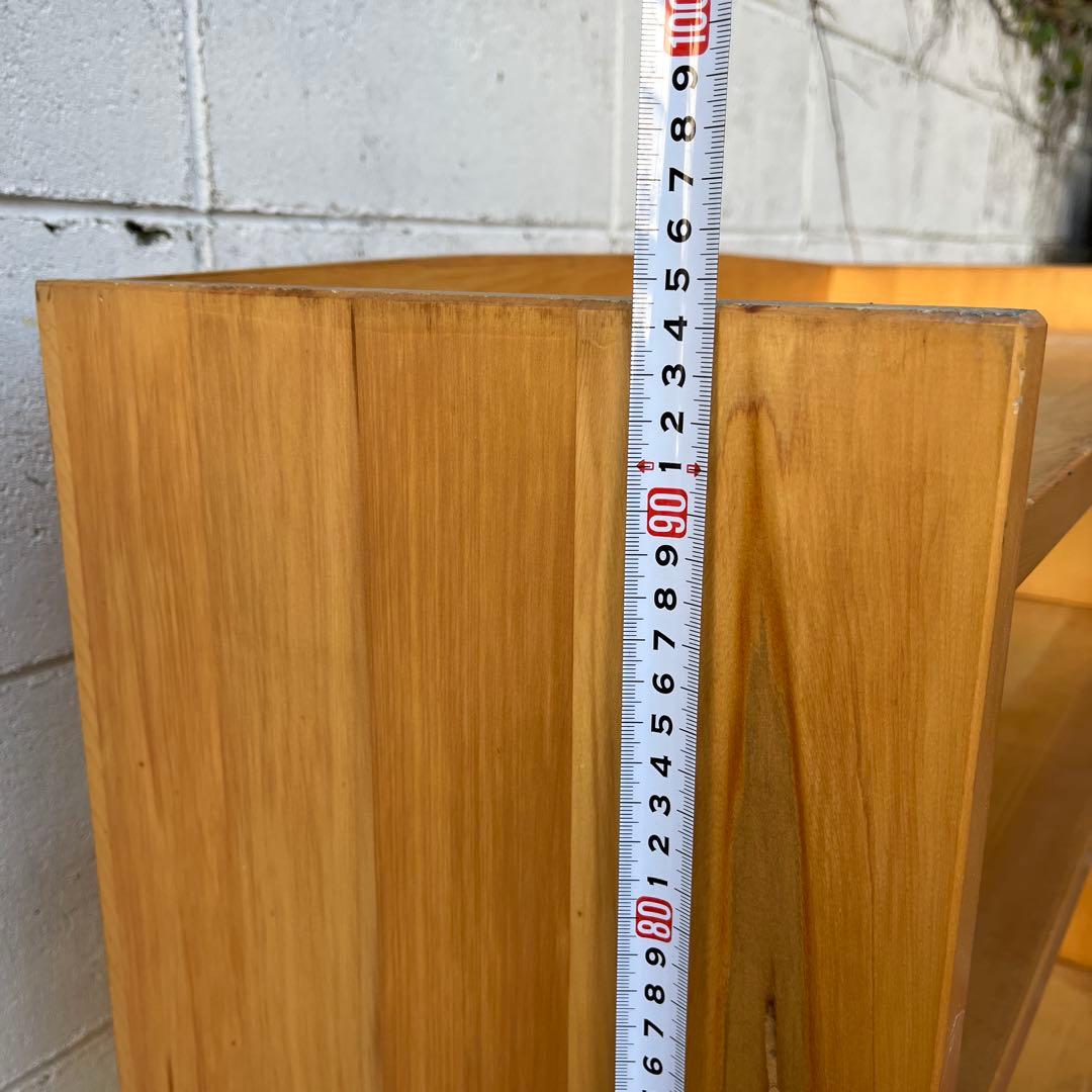 古家具ビンテージ品◾️木製無垢材 三段 ブックシェルフ 本棚 オープンラック