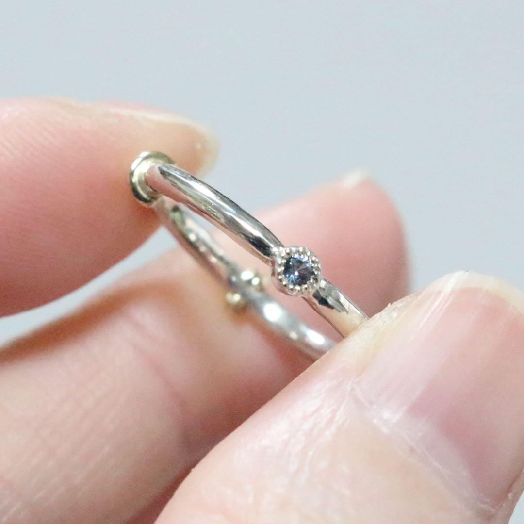 青紫色系カラーチェンジガーネットk10小ワッカデザインシルバーリング10号