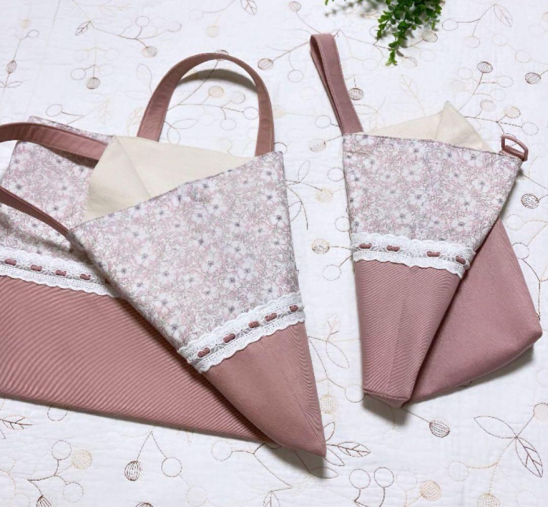 リバティ　絵本バッグ　お着替え袋　シューズ袋　3点セット　メイモリス ピンク