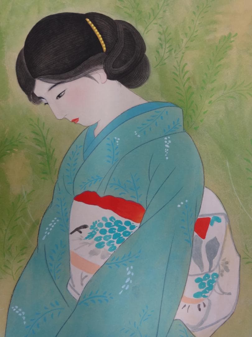 伊東深水 赤蓮白蓮の雪路 水彩画 1922年頃 紙本著色 肉筆 舞妓 浮世絵