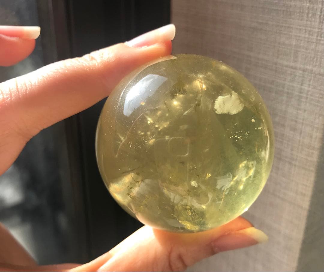☘️M②レア❤︎虹入り❤︎シトリンクォーツ丸玉　天然石　パワーストーン