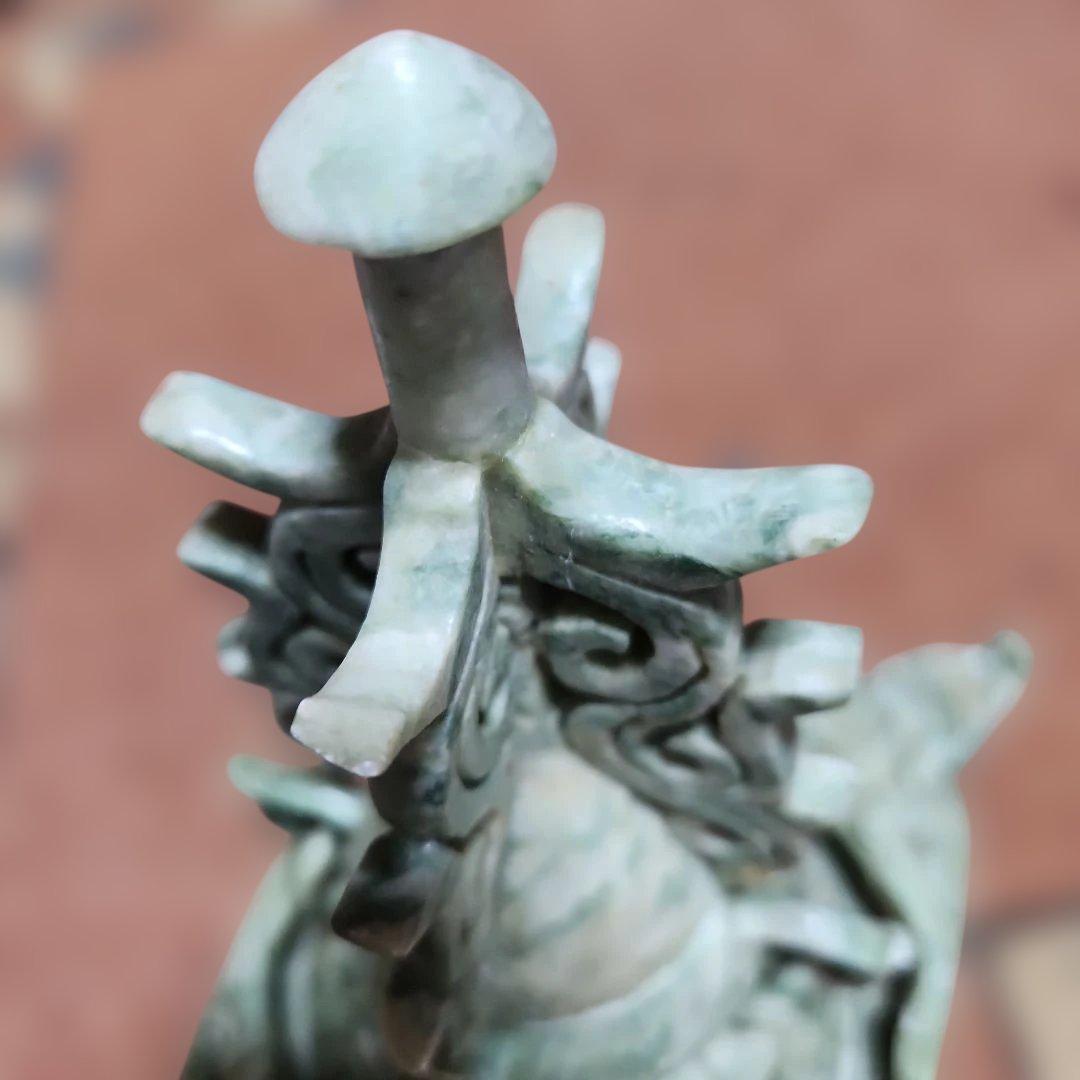翡翠 彫刻 ドラゴン装飾　香炉　清時代