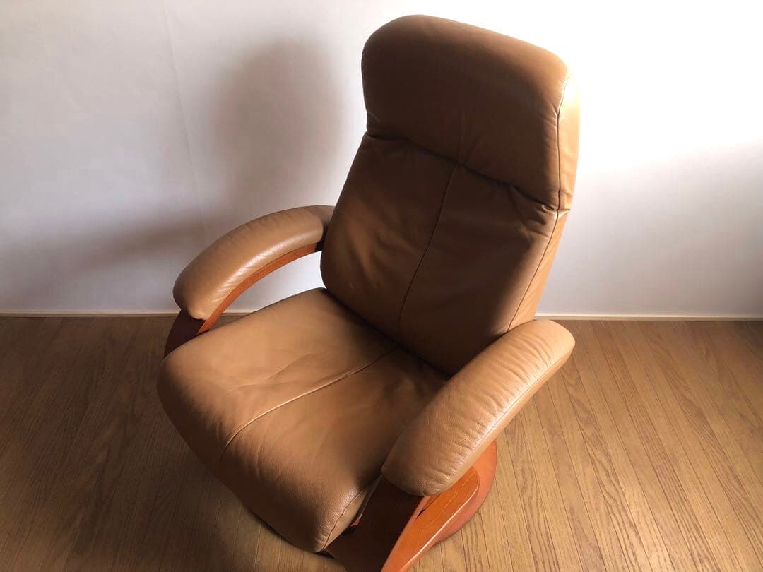 シモンズ フィヨルド リクライニング ラウンジソファ 回転式 本革張り 北欧家具