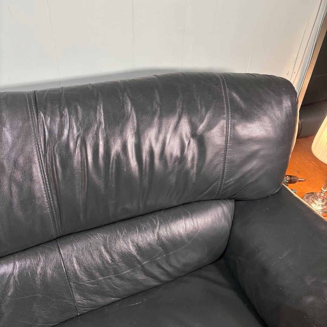 【高級】Hugo 3人掛け ソファ　革　深緑