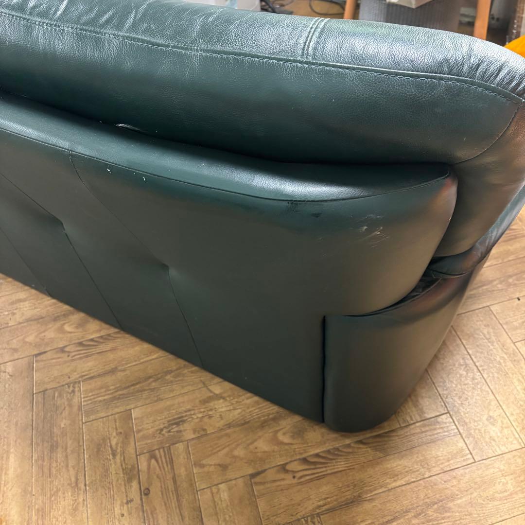 【高級】Hugo 3人掛け ソファ　革　深緑