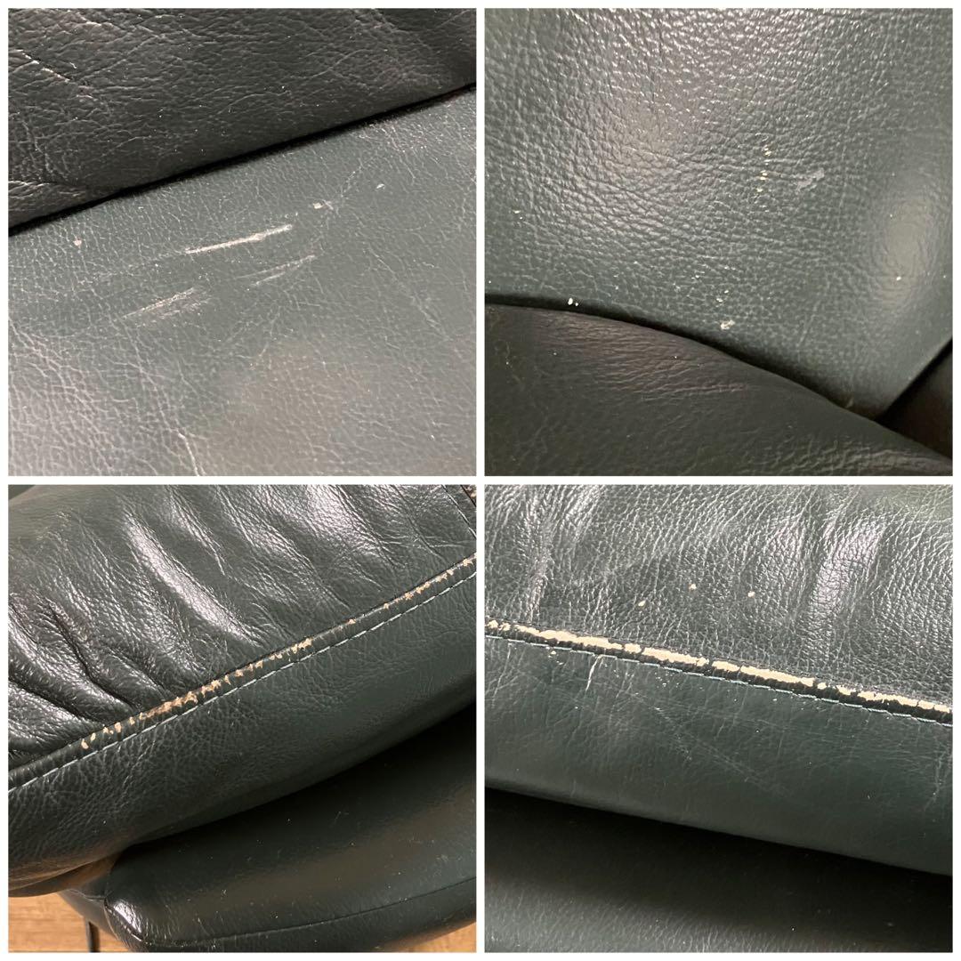 【高級】Hugo 3人掛け ソファ　革　深緑