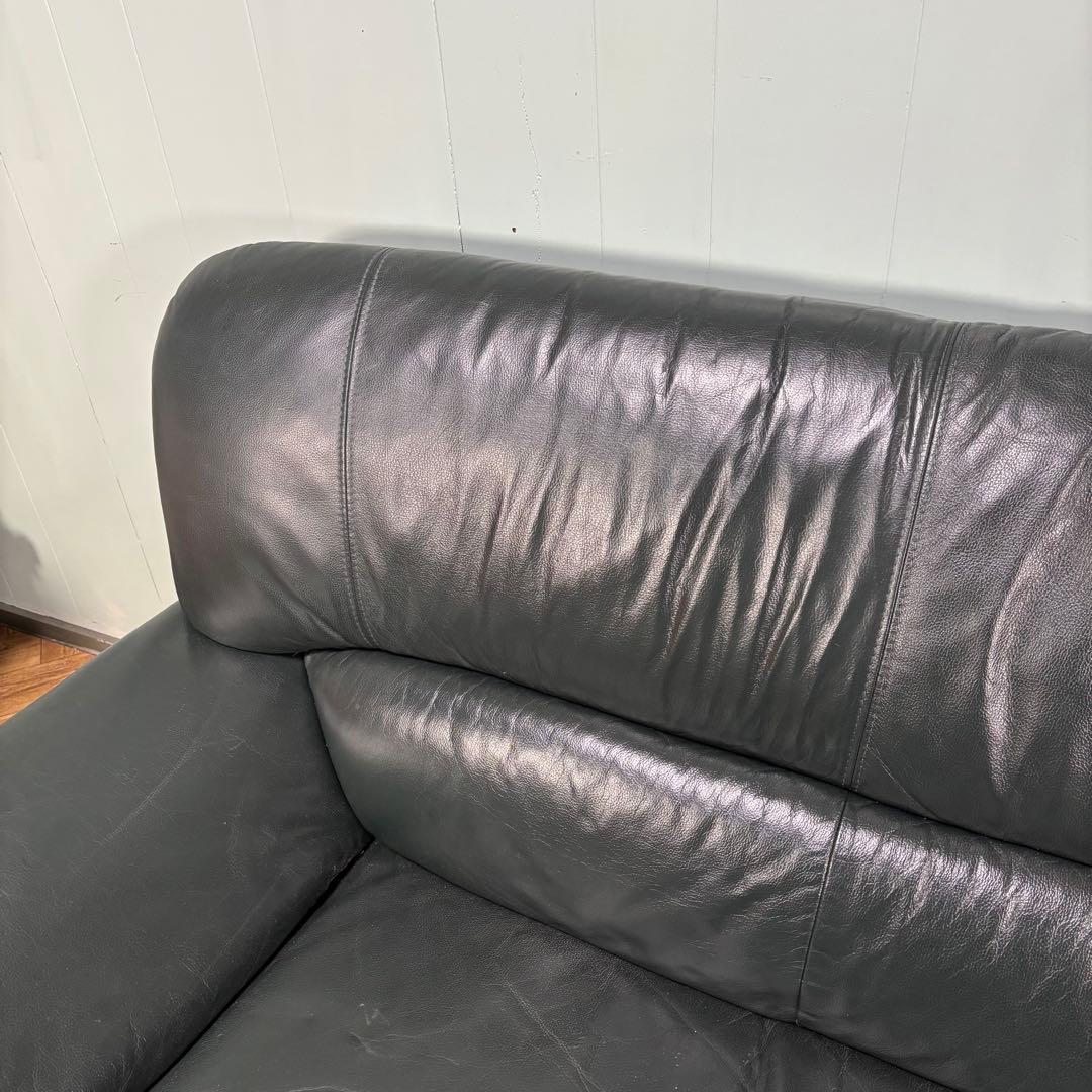 【高級】Hugo 3人掛け ソファ　革　深緑