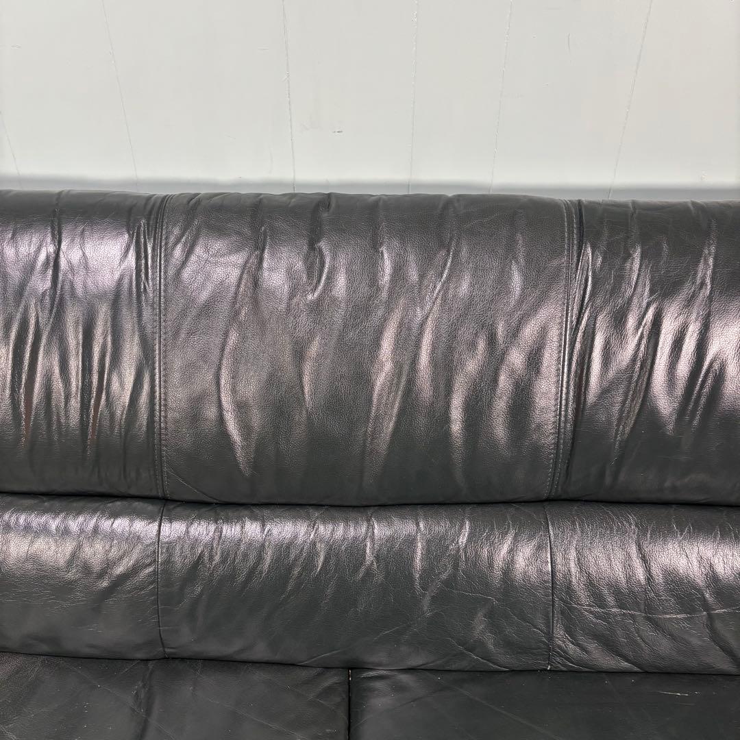 【高級】Hugo 3人掛け ソファ　革　深緑