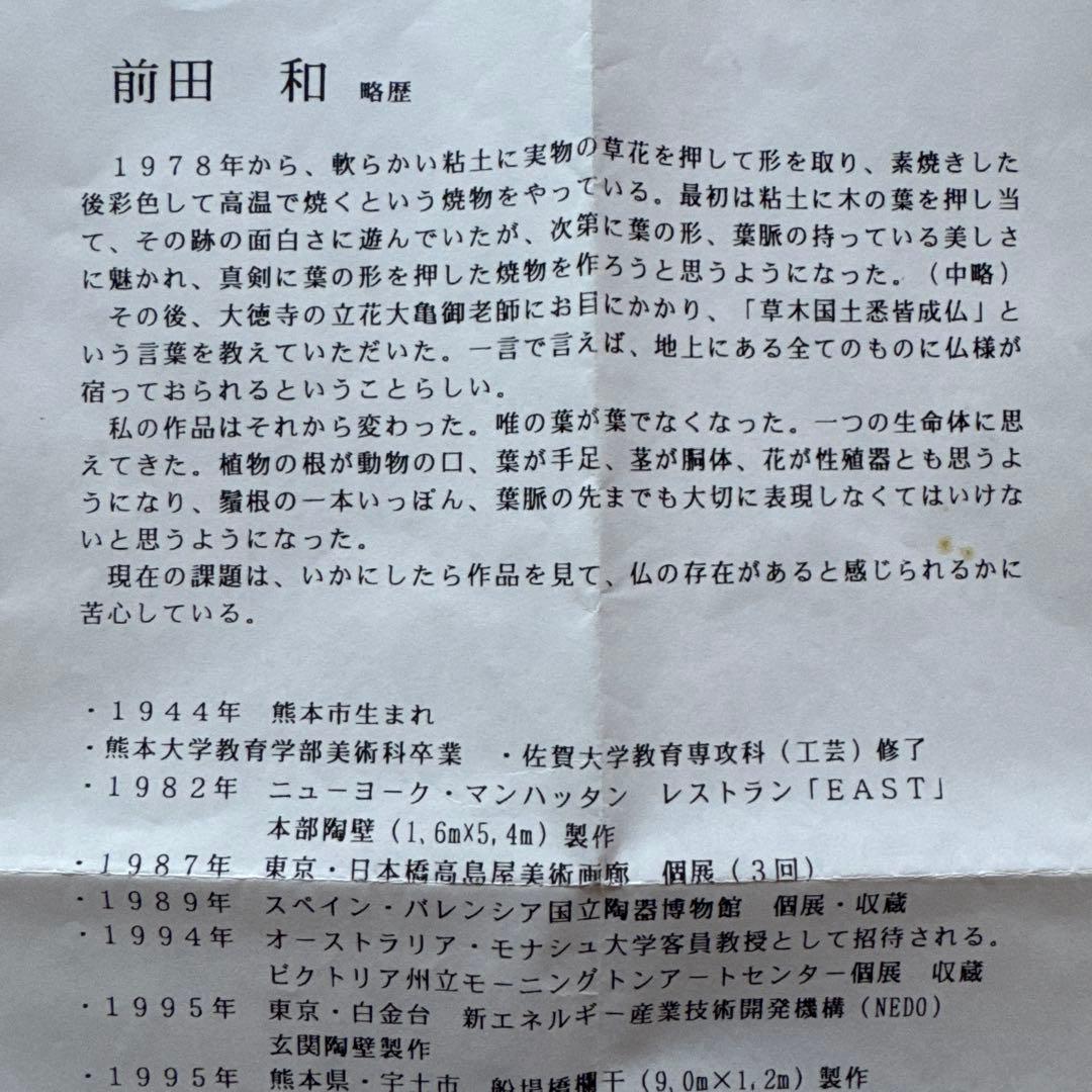 蒼土窯 前田和 草木捺彩陶 熊本の野草 ノブドウ 陶額