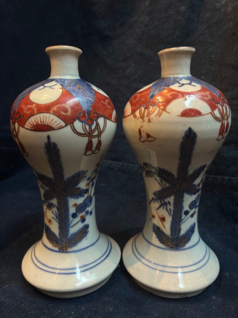 古伊万里　御神酒徳利　瓶子　傷なし　明治　共箱