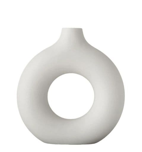 ホワイトセラミック花瓶 中型