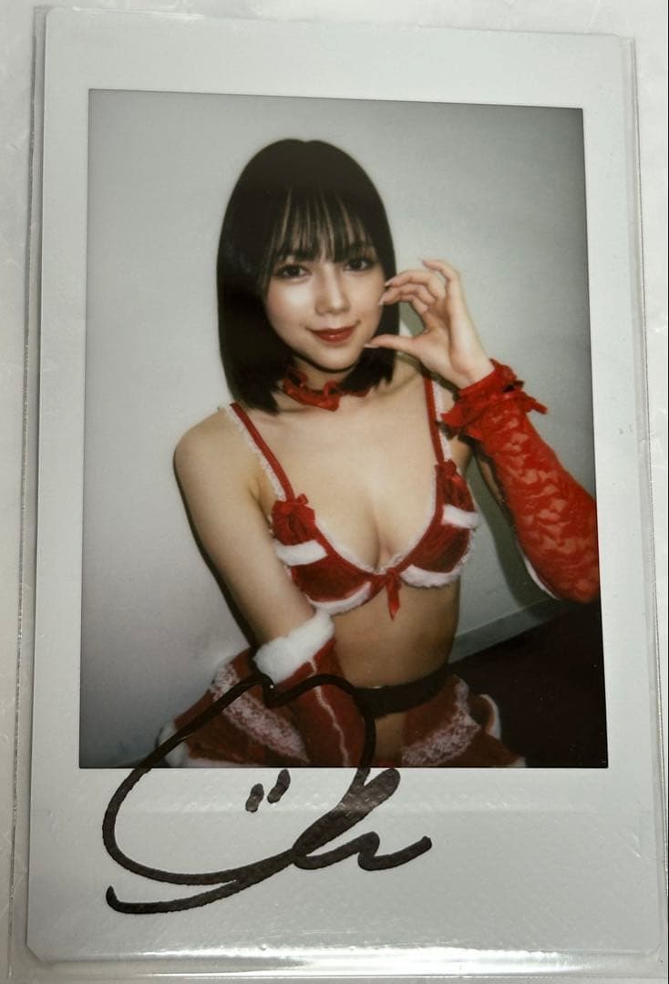 涼森れむ　直筆サイン入りチェキ　チェキ　サンタ　コスプレ　クリスマス