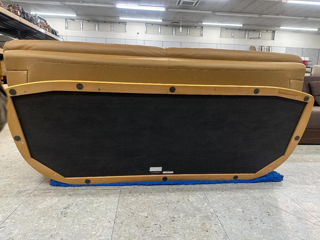 カリモク チターノ 3人掛けソファ 本革 オットマン付き ブラウン