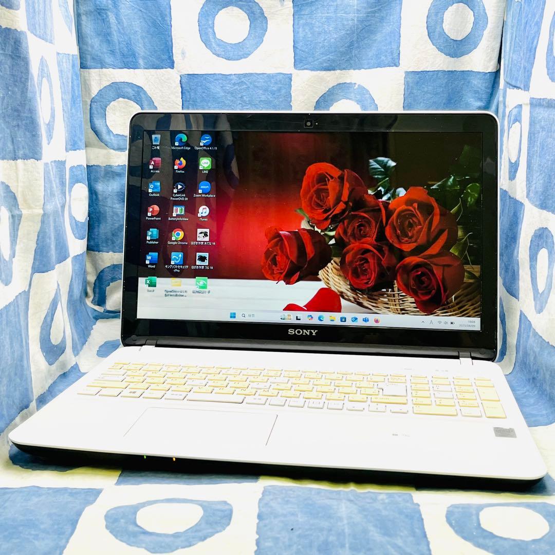 人気VAIO♡大容量HDD1TB☆i5☆美しい白♪ブルーレイ&カメラ！Win11