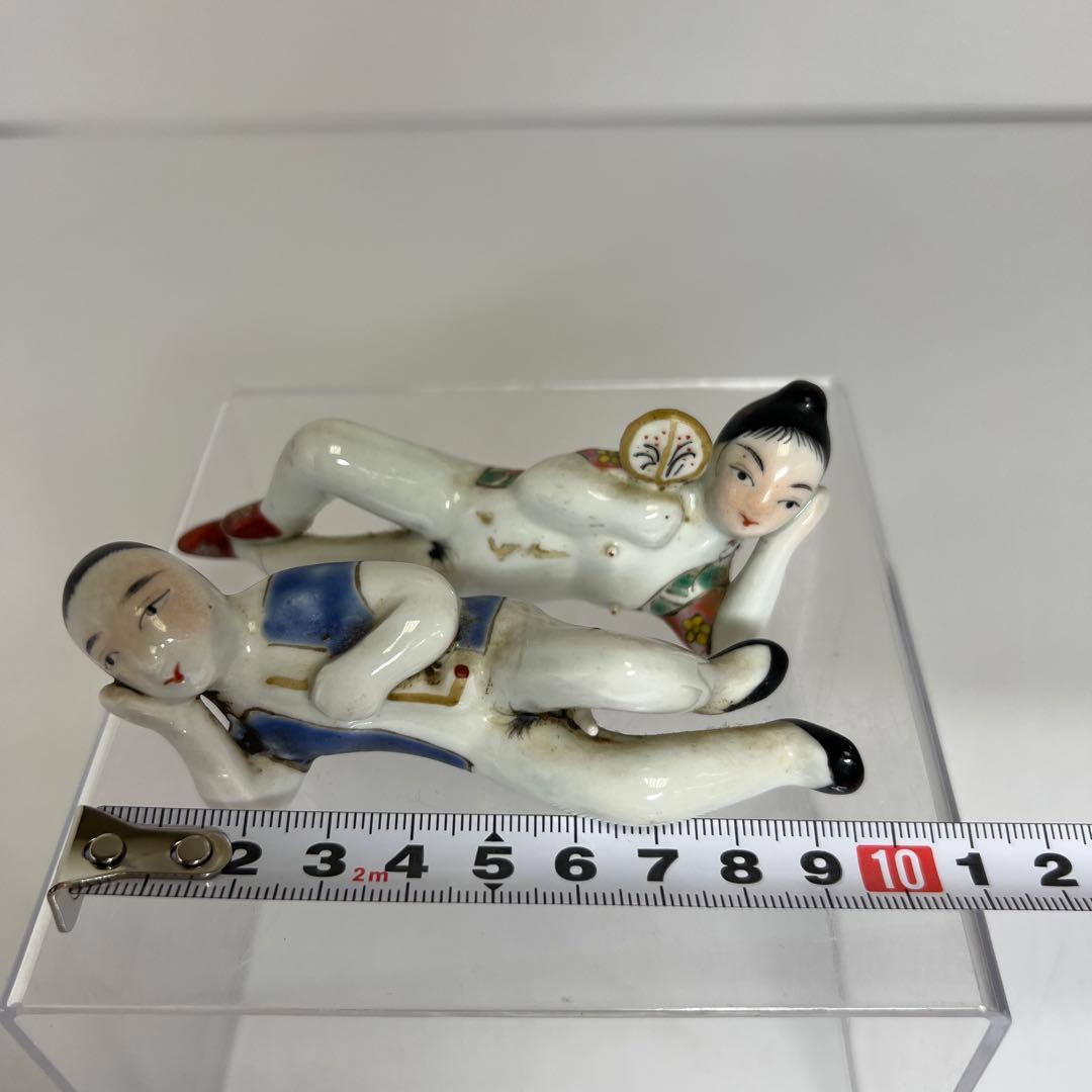 中国清時代　春画　粉彩人物　筆架　一対　東ゆ7-1005①