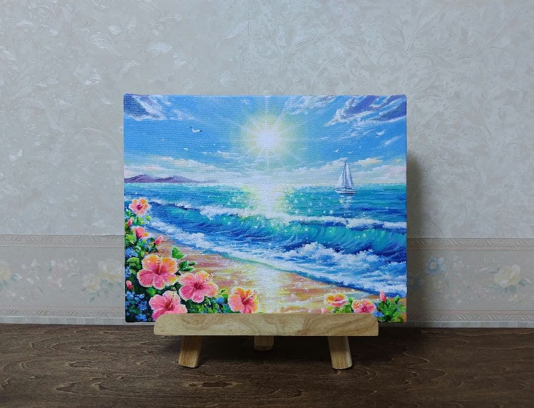 N*a様 【陽光】アクリル画 F3 風景画 絵画 海の絵