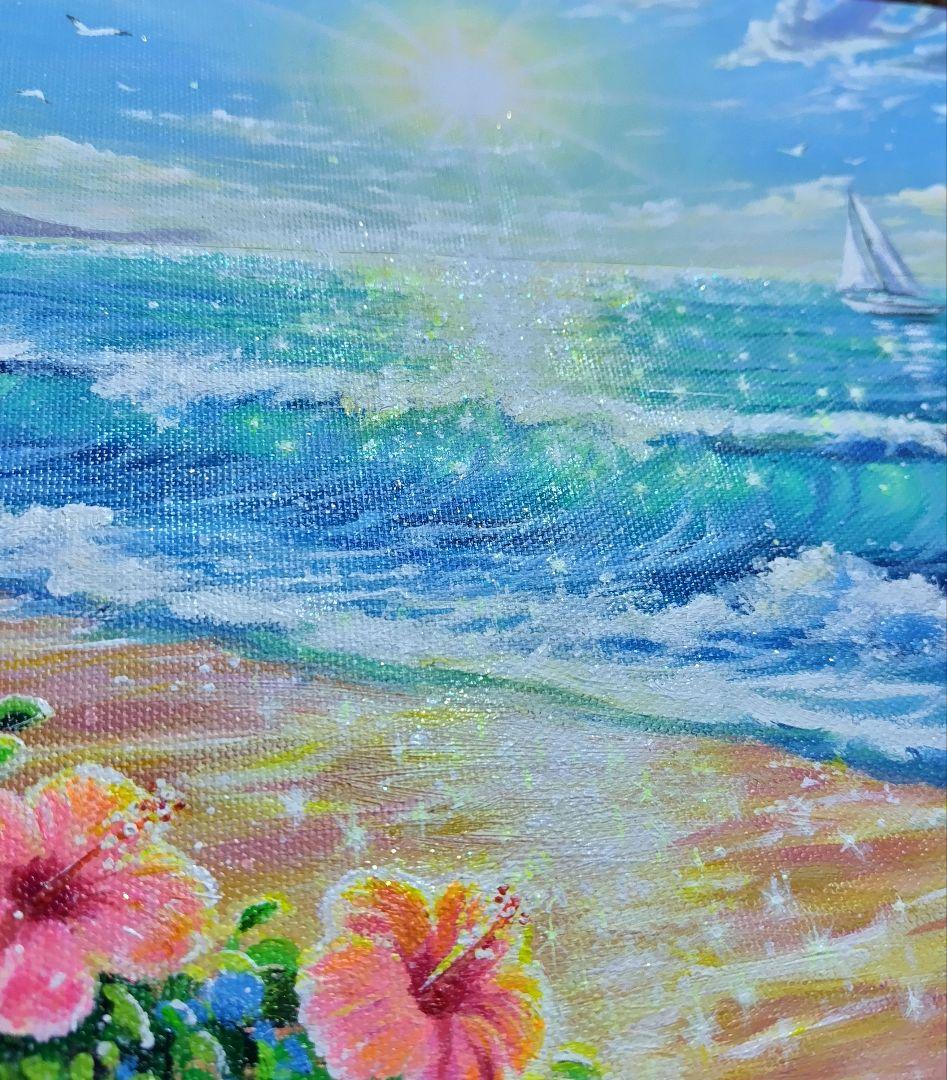 N*a様 【陽光】アクリル画 F3 風景画 絵画 海の絵