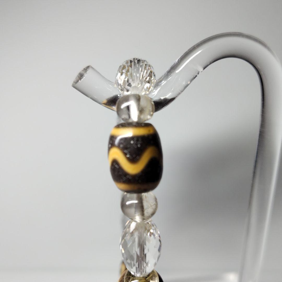 天然石&ミニ天珠(四線虎牙・財神・水紋・如意鈎・大人)☆デザインブレスレット