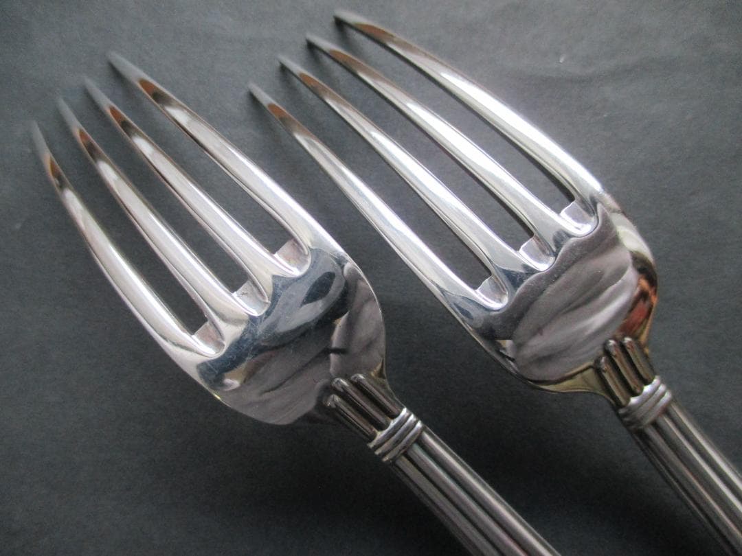 極美品☆仏蘭西銀器クリストフルシルバー　デザートフォーク２本　高級ライン：アリア