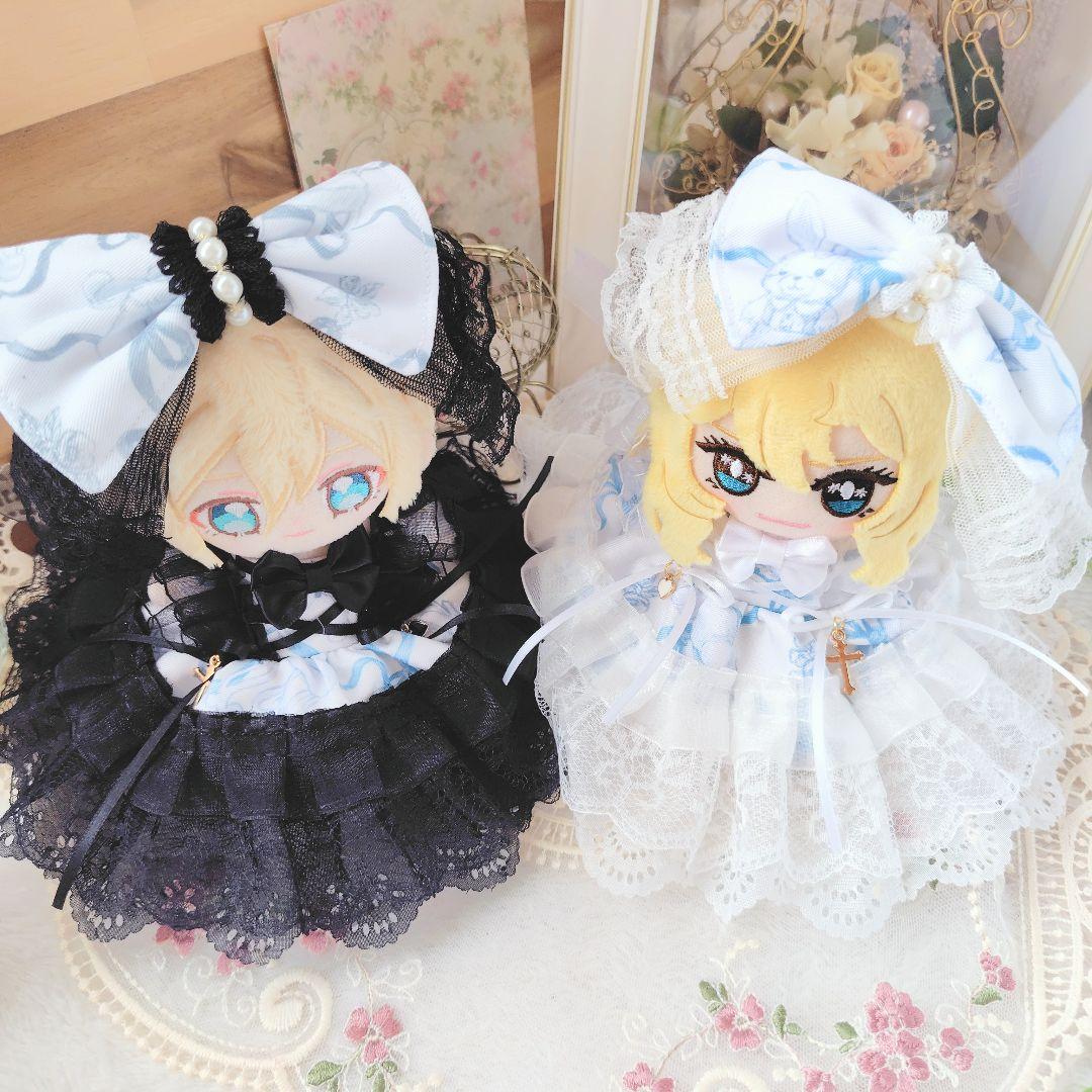 【色違いコーデ】　リボン　ドレス　１２cm　ぬい服 いつぬい