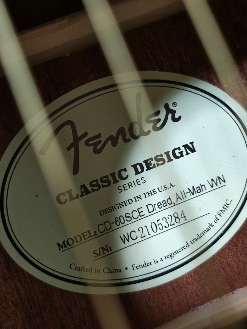 Fender CD-60SCE ALL MAH WN/極美品ハードケース付