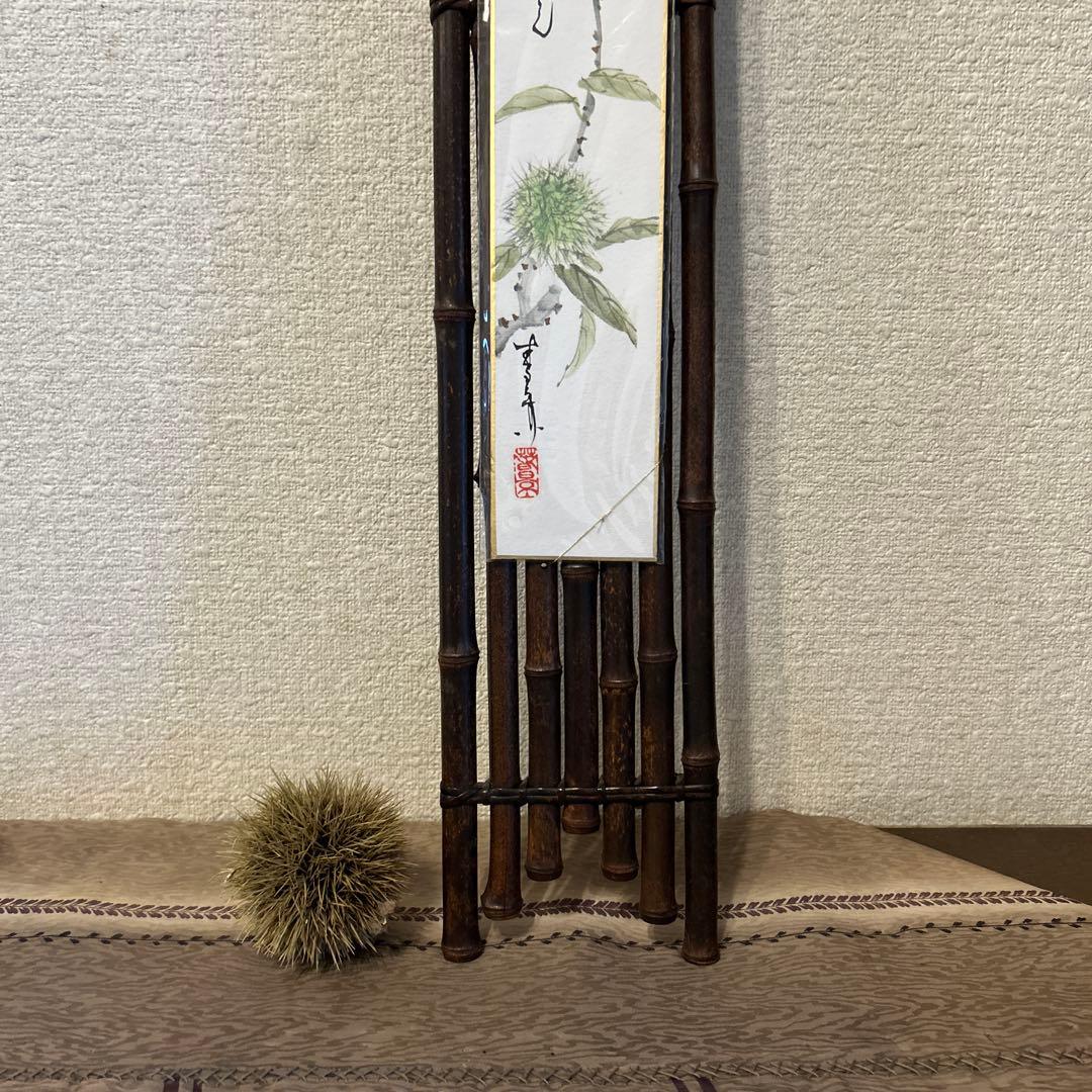 茶室　黒竹7本組　短冊、色紙掛け