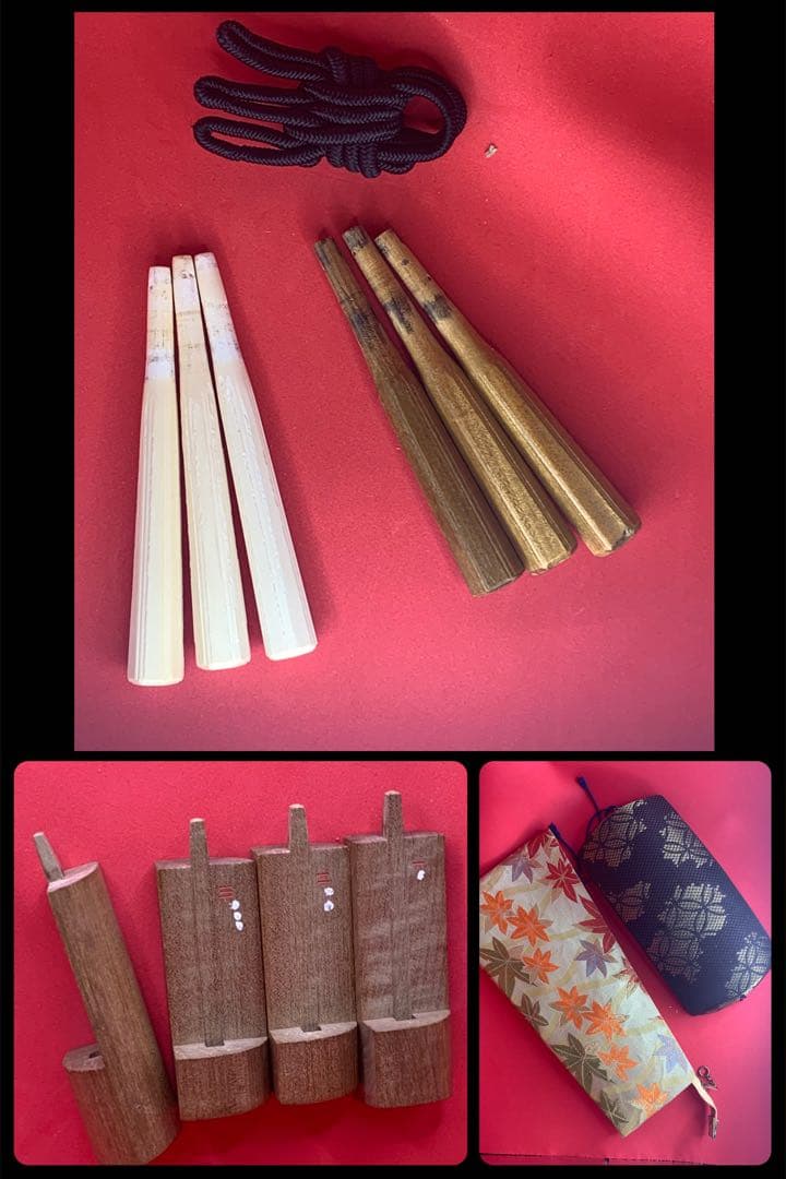 【特選】期間限定値下げ　白紅木三味線 三味線三折れ式　天然素材糸巻き ケース付き