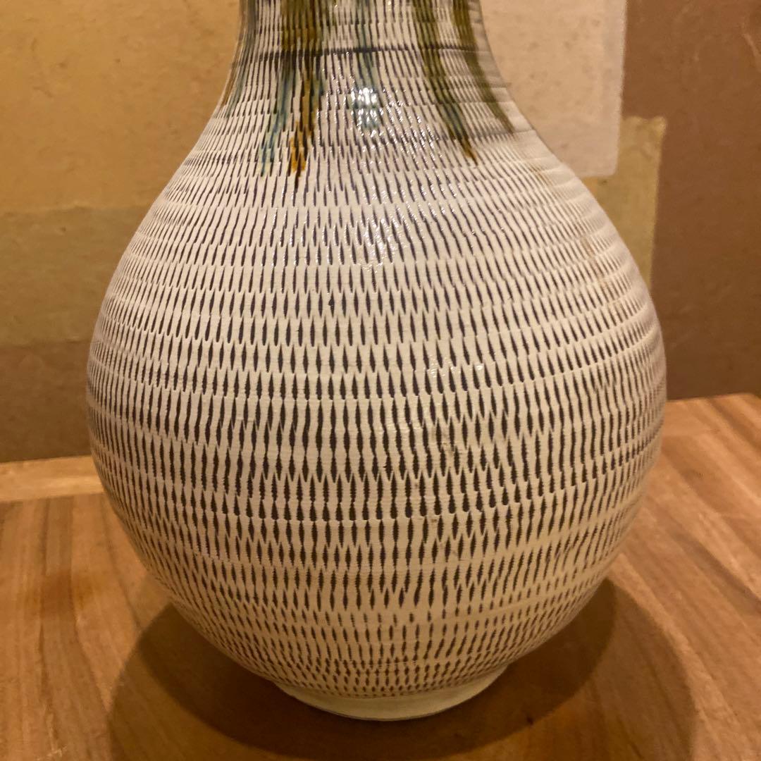 小鹿田焼飛びかんな大花瓶