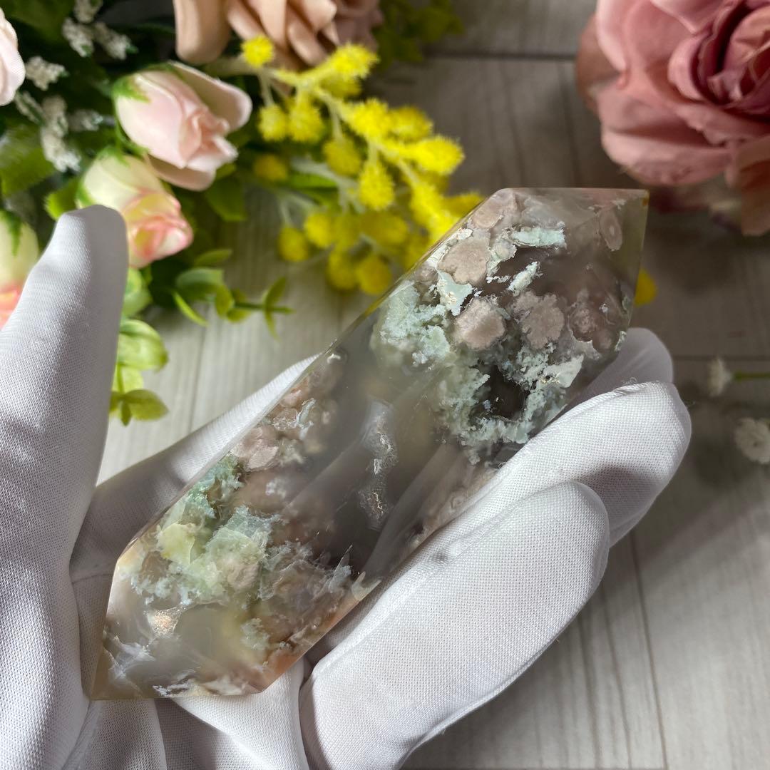 グリーン桜瑪瑙 ダブルポイント