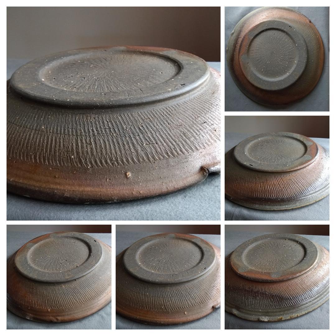 【稀少逸品】越前焼　白越不朝（塩越窯）自然灰釉究極美逸品超巨大38cm大皿No１