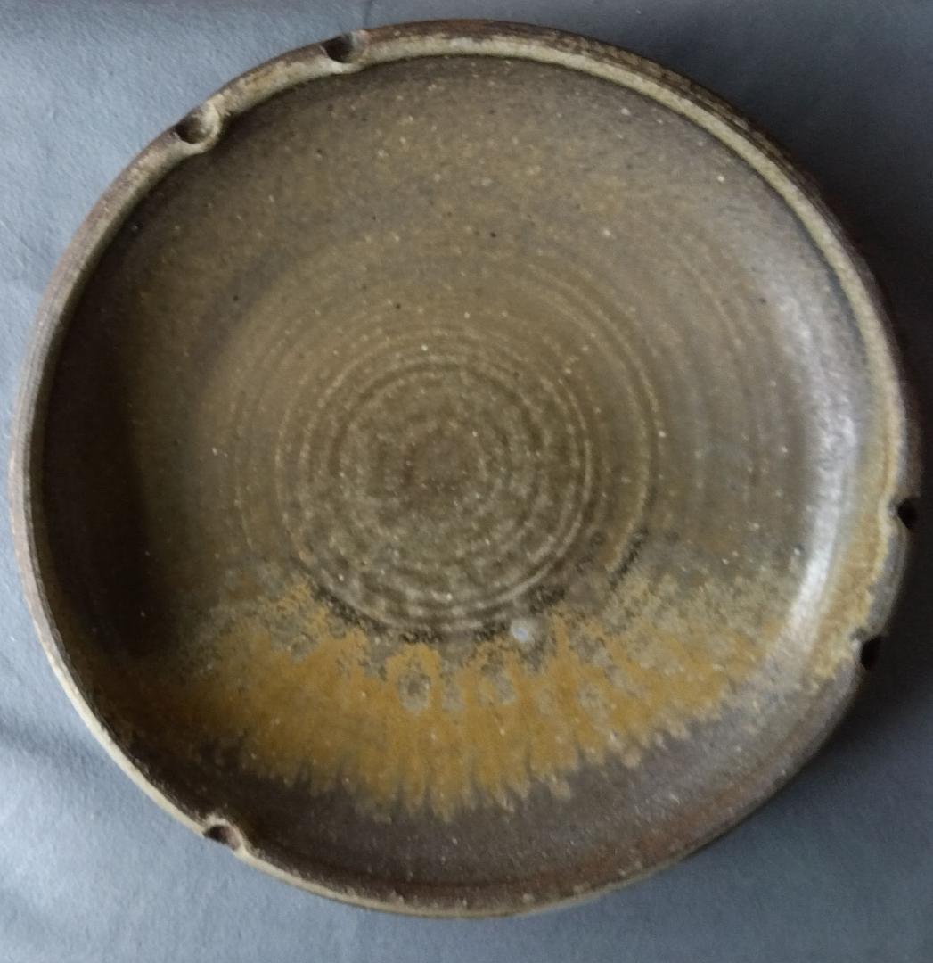 【稀少逸品】越前焼　白越不朝（塩越窯）自然灰釉究極美逸品超巨大38cm大皿No１