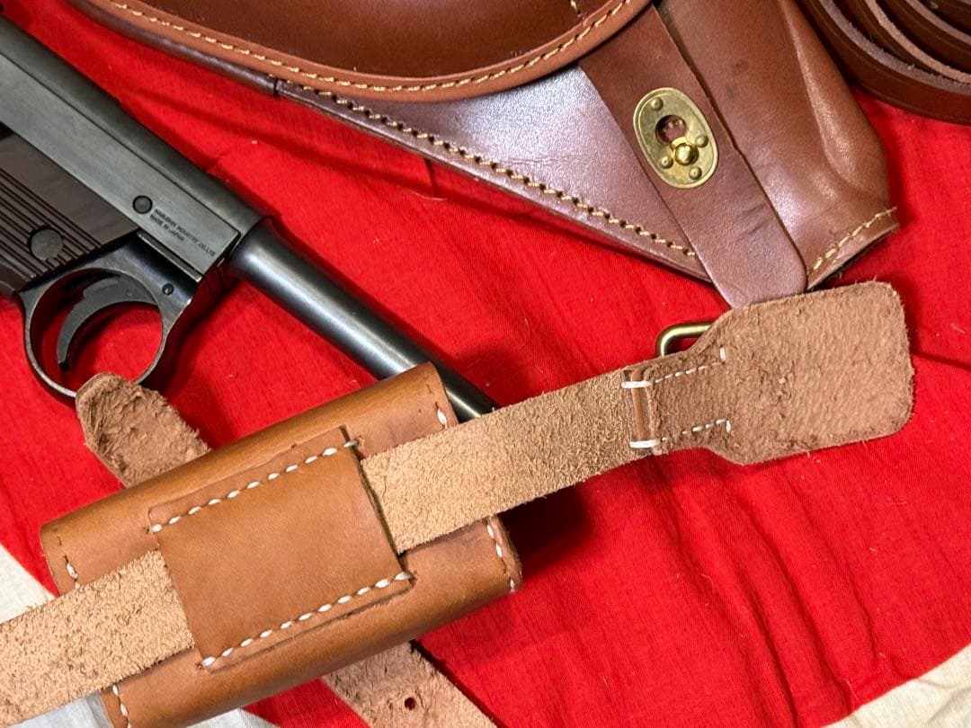 C）日本軍 南部14年式拳銃嚢と拳銃弾薬盒＆ベルトのセット（複製品)