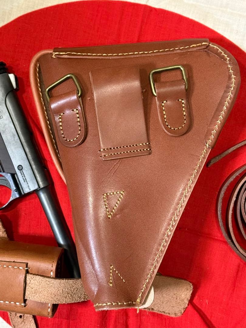C）日本軍 南部14年式拳銃嚢と拳銃弾薬盒＆ベルトのセット（複製品)