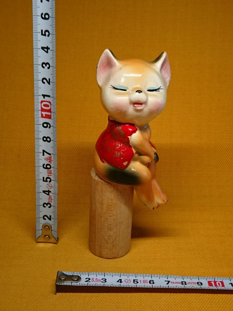 人形　ネコ　ブタ　陶器　オブジェ　置物　インテリア　工芸品　美術品　A1083