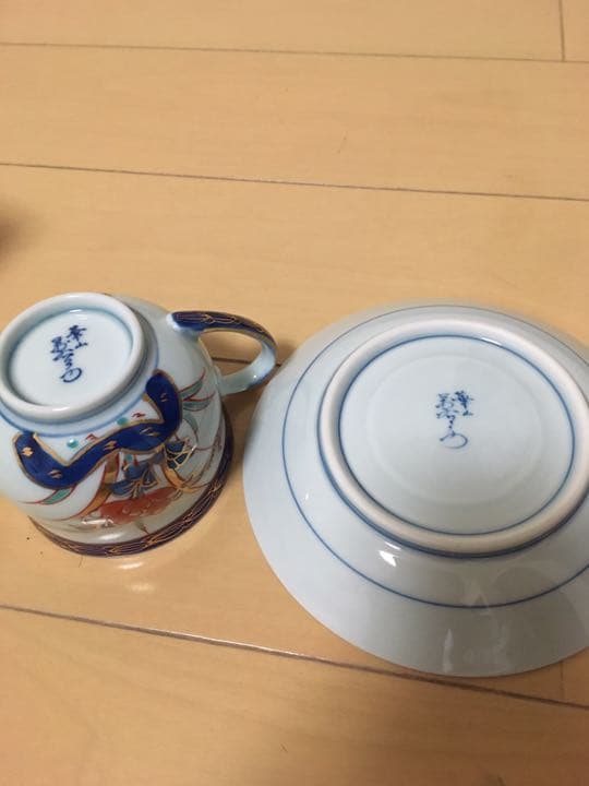 有田焼　華山萬右衛門　古伊万里岩牡丹　コーヒー碗皿