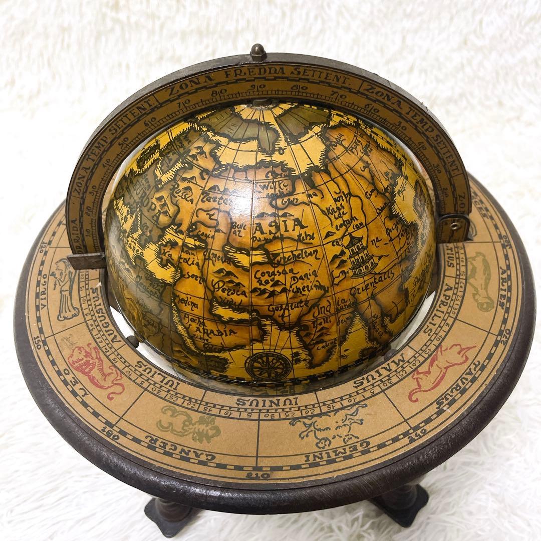 イタリアン 黄道十二宮 ヴィンテージ アンティーク 地球儀 木製 レア 希少