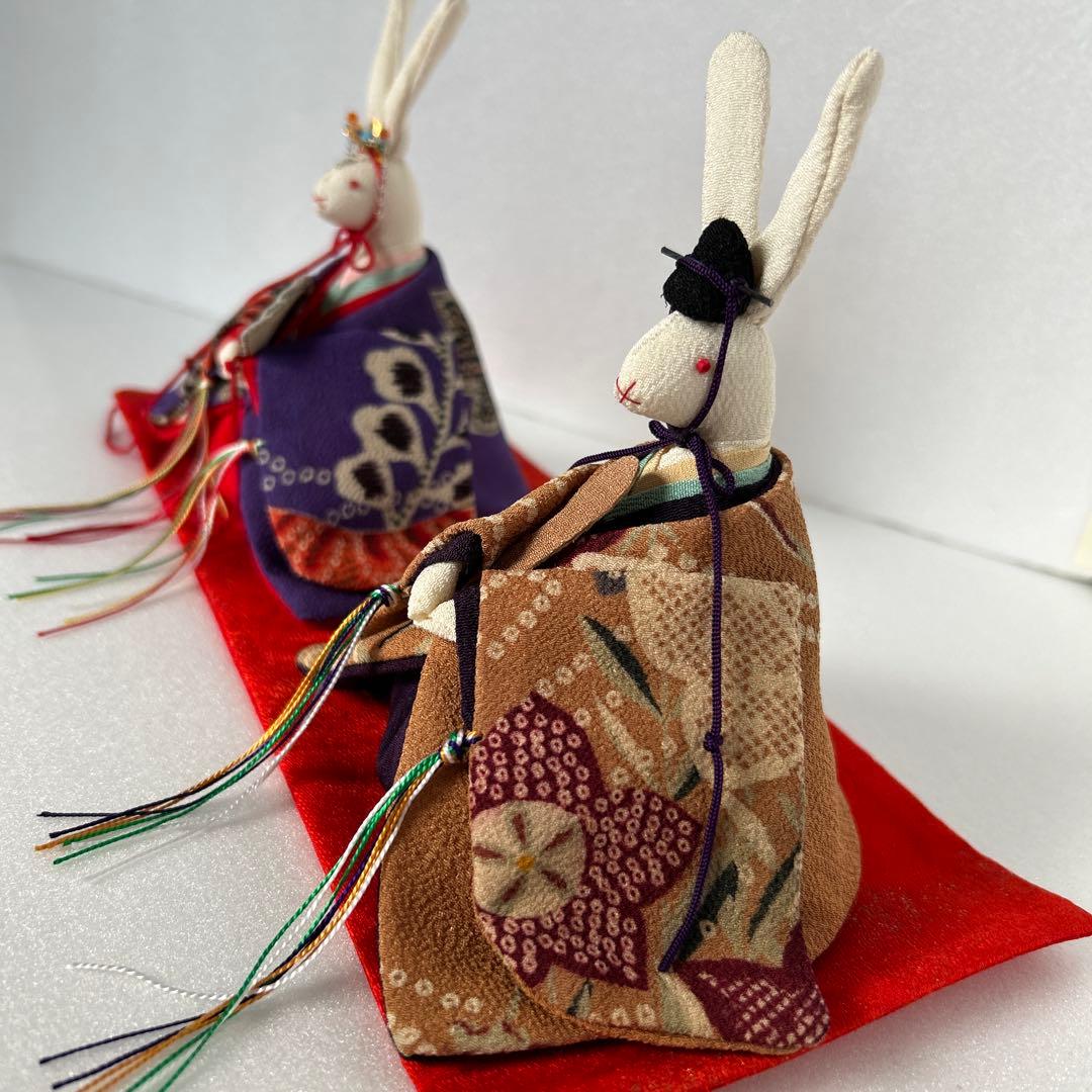 古布　縮緬細工　うさぎ　お雛様　ハンドメイド